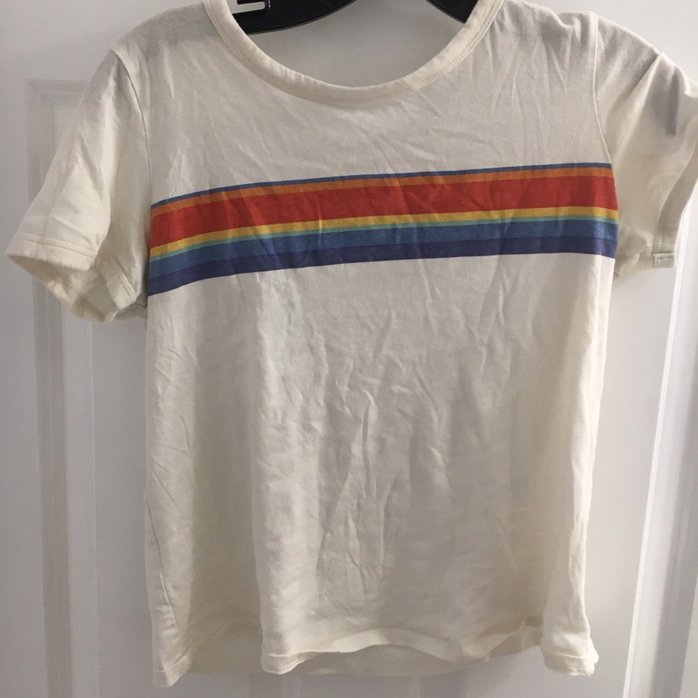 white, red, and blue ae t shirt